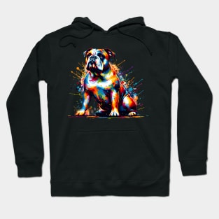 Colorful American Bulldog in Abstract Splash Art Style Hoodie